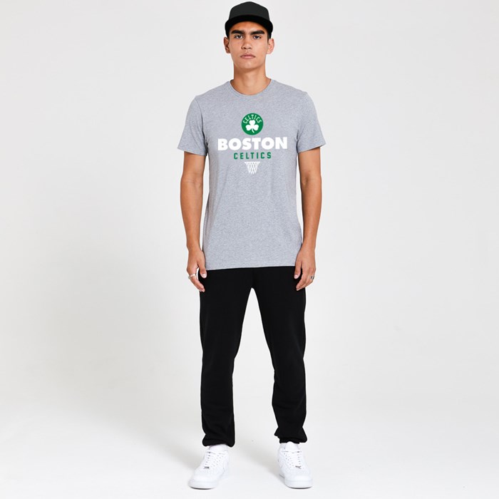 Boston Celtics Basket Miesten T-paita Harmaat - New Era Vaatteet Tukkukauppa FI-842690